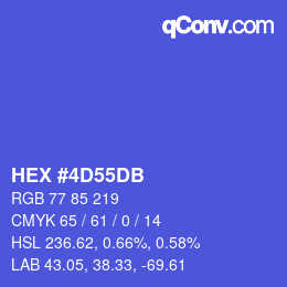 カラーコード: HEX #4D55DB | qconv.com
