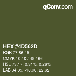 Color code: HEX #4D562D | qconv.com