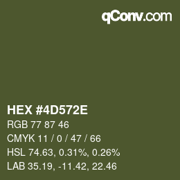 Color code: HEX #4D572E | qconv.com