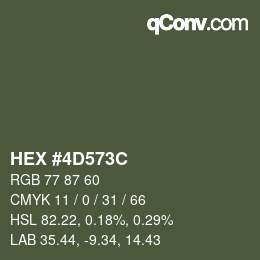 Color code: HEX #4D573C | qconv.com