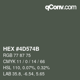 Color code: HEX #4D574B | qconv.com