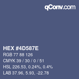 Color code: HEX #4D587E | qconv.com