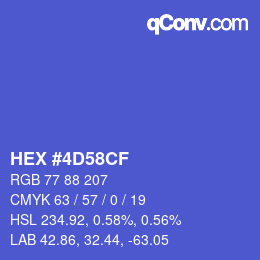 Color code: HEX #4D58CF | qconv.com