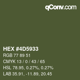 カラーコード: HEX #4D5933 | qconv.com