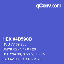 Color code: HEX #4D59CD | qconv.com