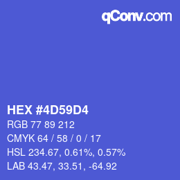 カラーコード: HEX #4D59D4 | qconv.com