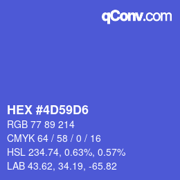 カラーコード: HEX #4D59D6 | qconv.com