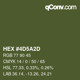 Color code: HEX #4D5A2D | qconv.com