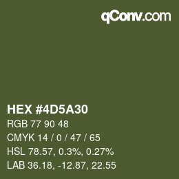 Color code: HEX #4D5A30 | qconv.com