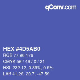 Farbcode: HEX #4D5AB0 | qconv.com