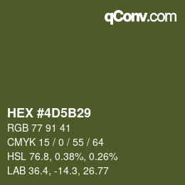 Color code: HEX #4D5B29 | qconv.com