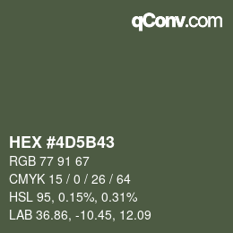 Farbcode: HEX #4D5B43 | qconv.com
