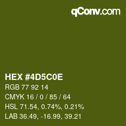 Color code: HEX #4D5C0E | qconv.com