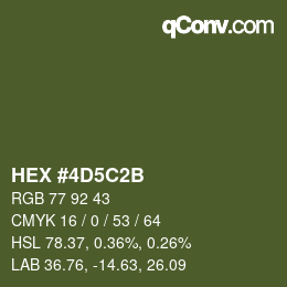 Color code: HEX #4D5C2B | qconv.com