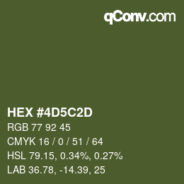 Color code: HEX #4D5C2D | qconv.com