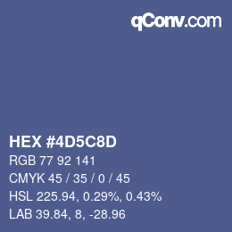 カラーコード: HEX #4D5C8D | qconv.com