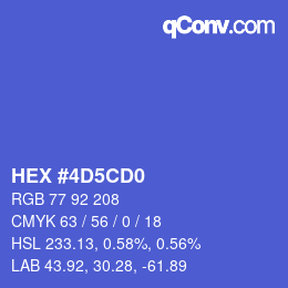 カラーコード: HEX #4D5CD0 | qconv.com