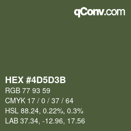 Color code: HEX #4D5D3B | qconv.com