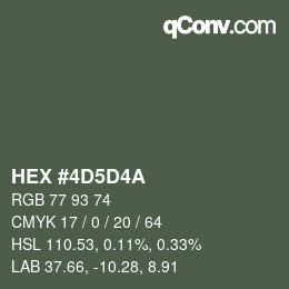 Farbcode: HEX #4D5D4A | qconv.com