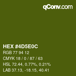 Color code: HEX #4D5E0C | qconv.com