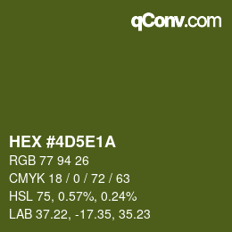 Color code: HEX #4D5E1A | qconv.com