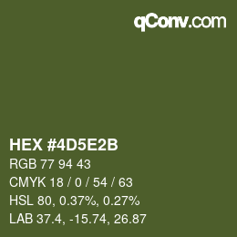 Farbcode: HEX #4D5E2B | qconv.com