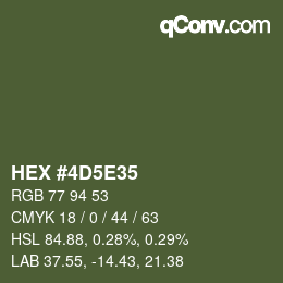 Farbcode: HEX #4D5E35 | qconv.com