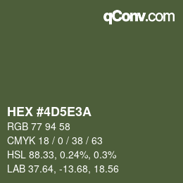 Color code: HEX #4D5E3A | qconv.com