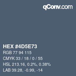 Color code: HEX #4D5E73 | qconv.com