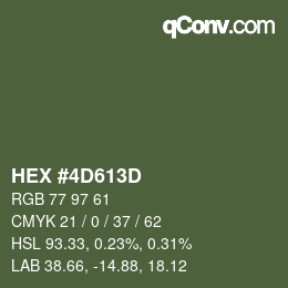 Color code: HEX #4D613D | qconv.com