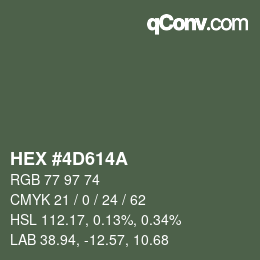 Color code: HEX #4D614A | qconv.com