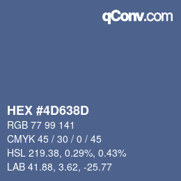 Color code: HEX #4D638D | qconv.com