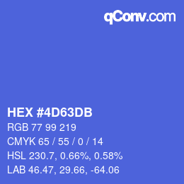 颜色代码: HEX #4D63DB | qconv.com