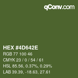 Color code: HEX #4D642E | qconv.com