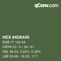 Farbcode: HEX #4D6440 | qconv.com