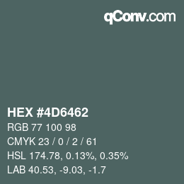 カラーコード: HEX #4D6462 | qconv.com
