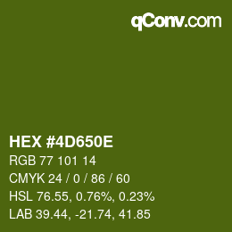 Color code: HEX #4D650E | qconv.com
