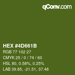 Color code: HEX #4D661B | qconv.com