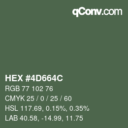 Color code: HEX #4D664C | qconv.com