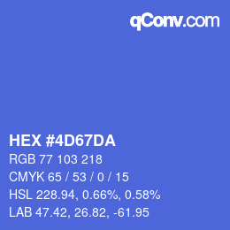 Color code: HEX #4D67DA | qconv.com