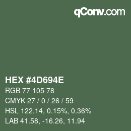 Color code: HEX #4D694E | qconv.com