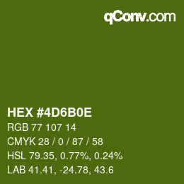 Color code: HEX #4D6B0E | qconv.com
