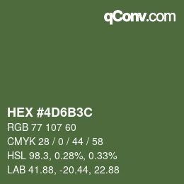 Color code: HEX #4D6B3C | qconv.com