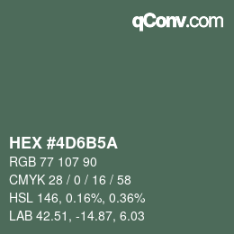Color code: HEX #4D6B5A | qconv.com