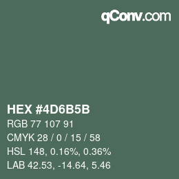 Color code: HEX #4D6B5B | qconv.com