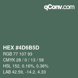 Color code: HEX #4D6B5D | qconv.com