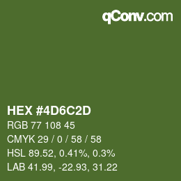 Color code: HEX #4D6C2D | qconv.com