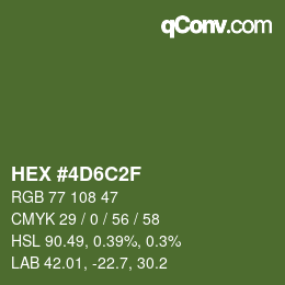 カラーコード: HEX #4D6C2F | qconv.com