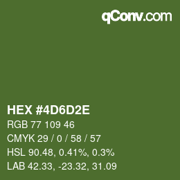 Color code: HEX #4D6D2E | qconv.com