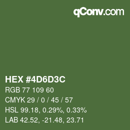 Color code: HEX #4D6D3C | qconv.com